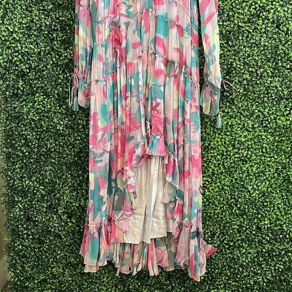 NWT ROCOCO SAND Floral-Print Chiffon High-Low Maxi Dress - Picture 9 of 13